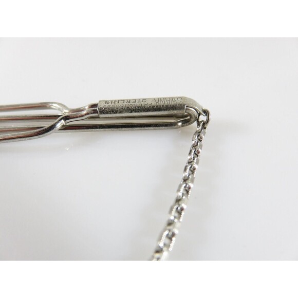 Vintage Swank Sterling Silver Tie Bar Clamp With Dangling Plaque for a Monogram - Picture 10 of 12
